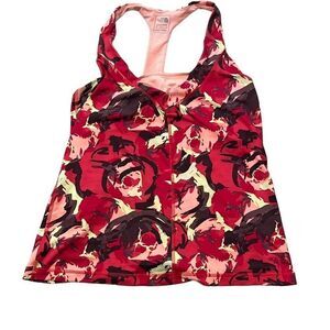 The North Face Women's Pink & Red VaporWick Built-In Bra Hike Tank Tops Large